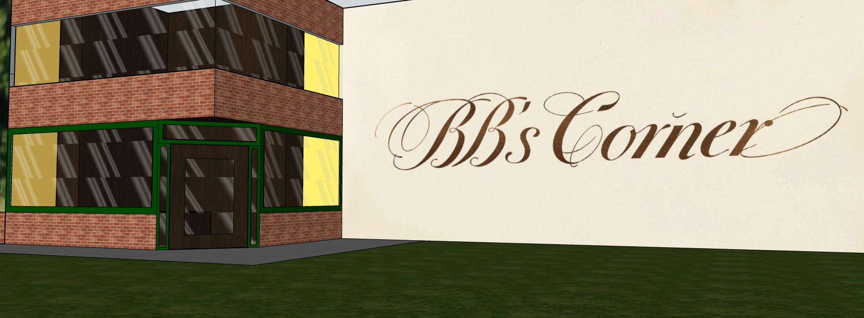 BB's Corner — our original illustrated corner storefront